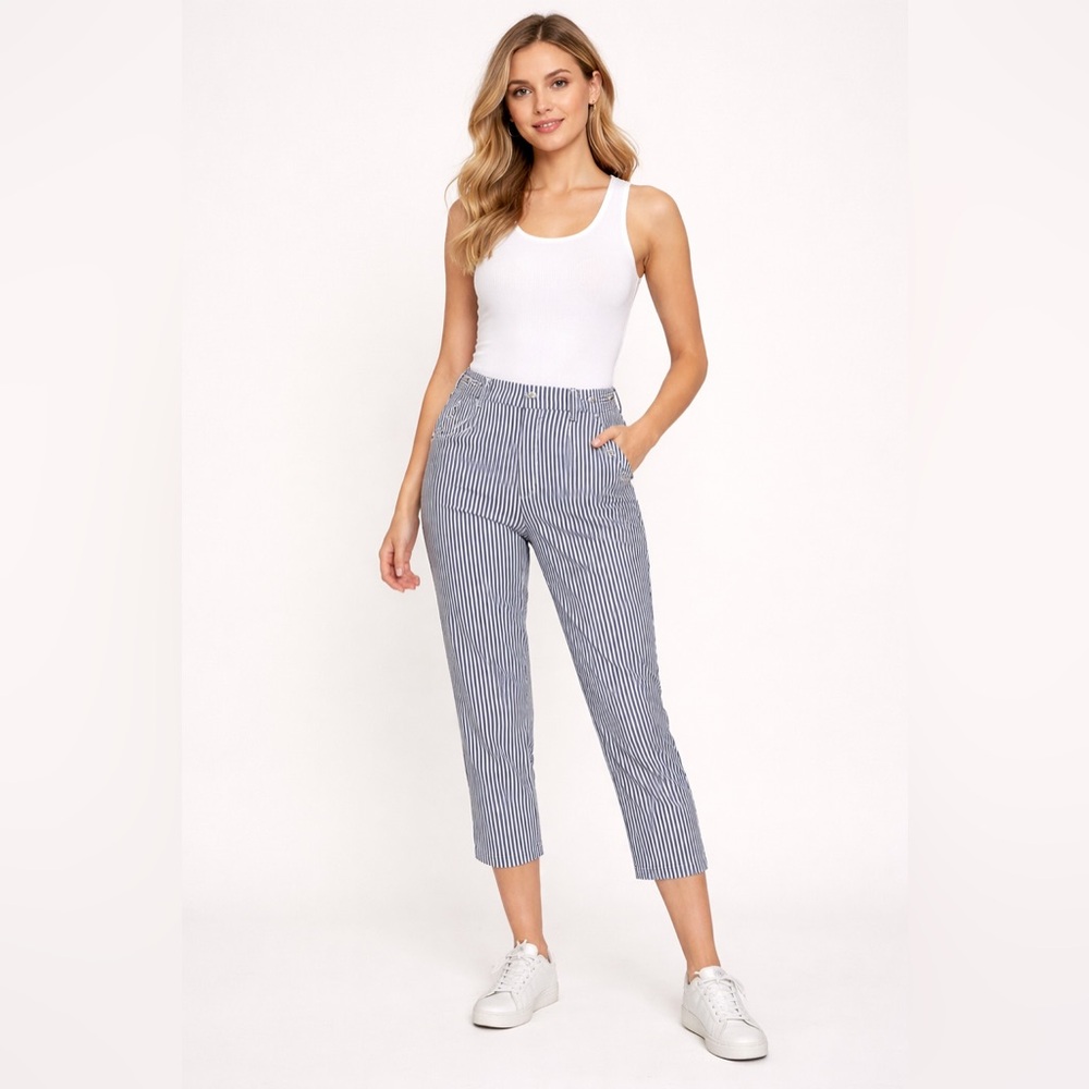 LOFT Riviera Slim Pants Size 6 NWT Blue & White Striped